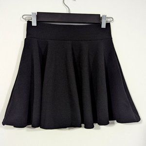 Black Midi Flared Stretch Party Skirt s: XS